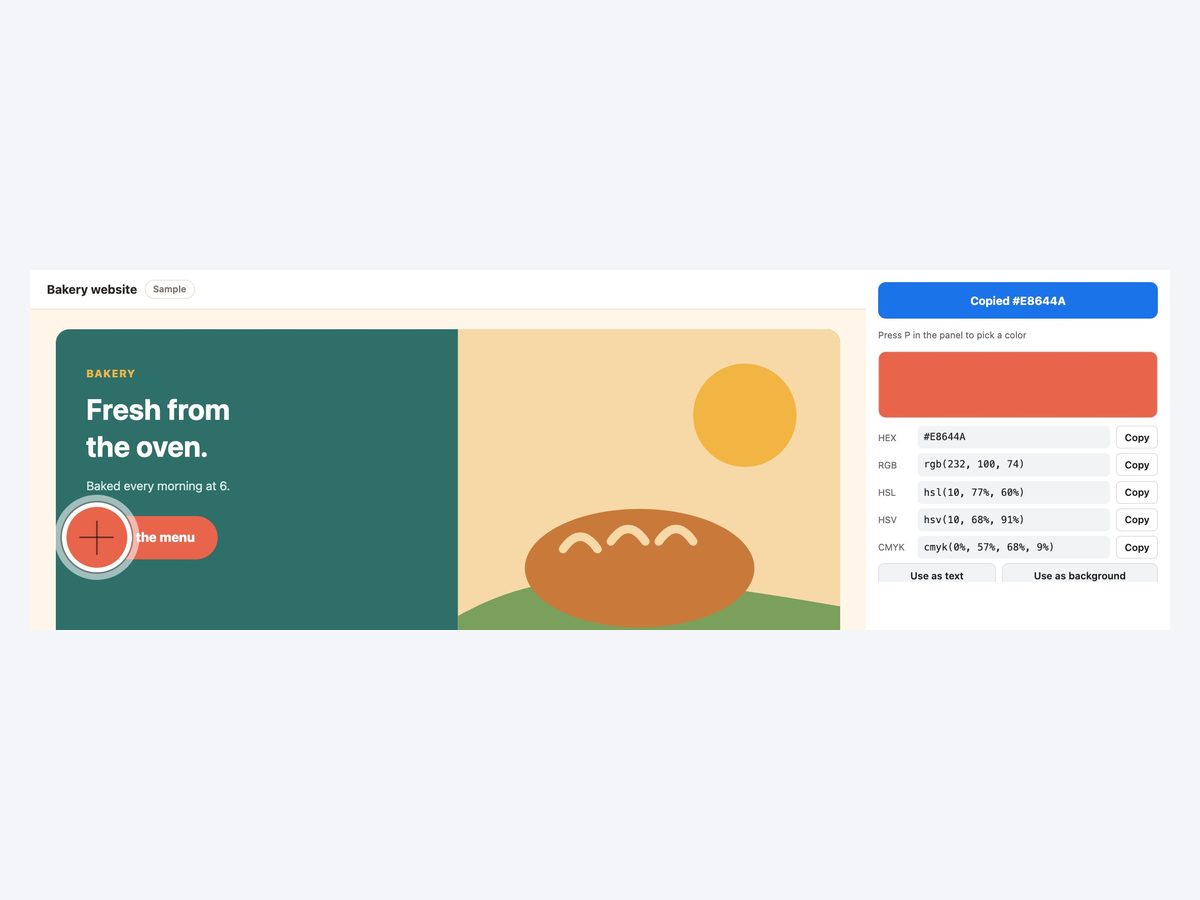 Press Pick a color and click anywhere