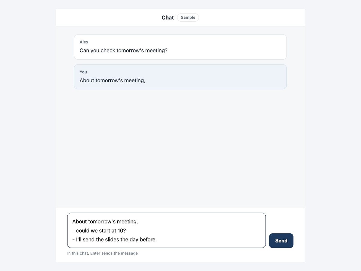 Press Enter for new lines as you write