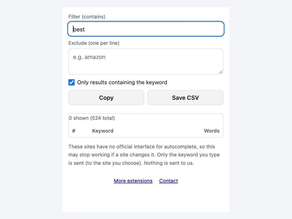 Filter, then copy or save CSV