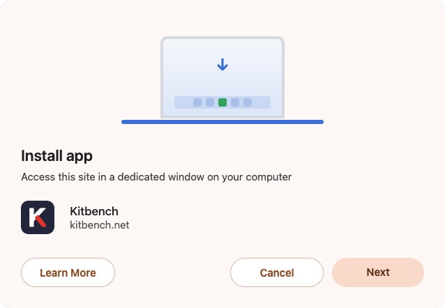 The install app dialog