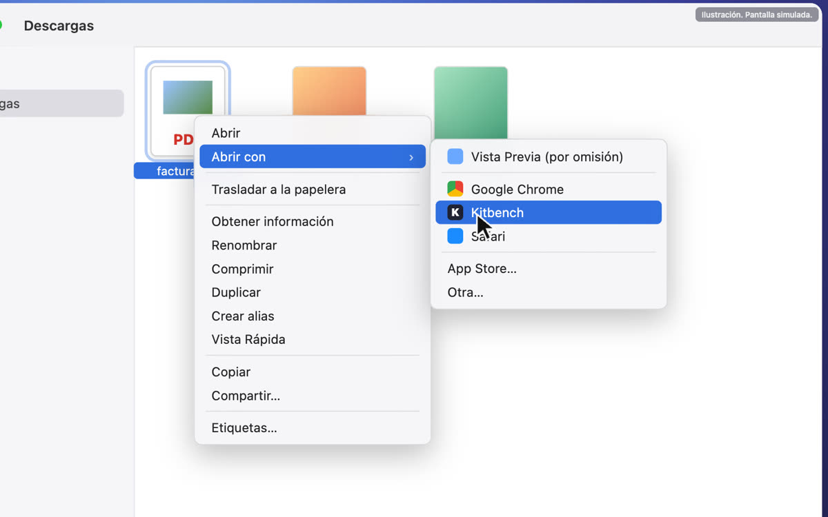 Kitbench en el menú Abrir con