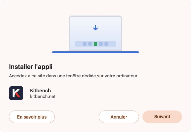 La boîte de dialogue d’installation de l’application