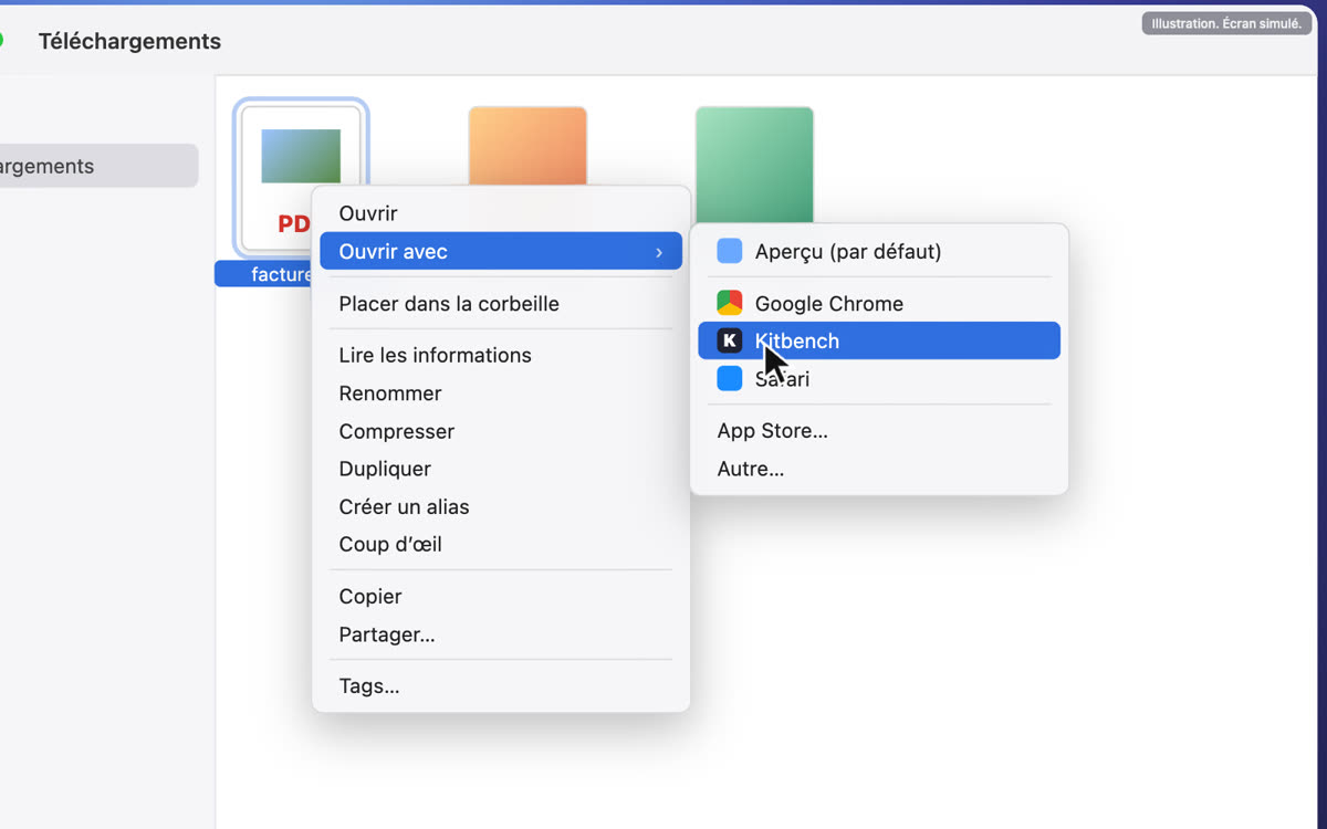 Kitbench dans le menu Ouvrir avec