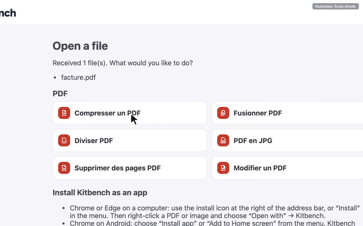 Choix d’un outil pour le fichier envoyé