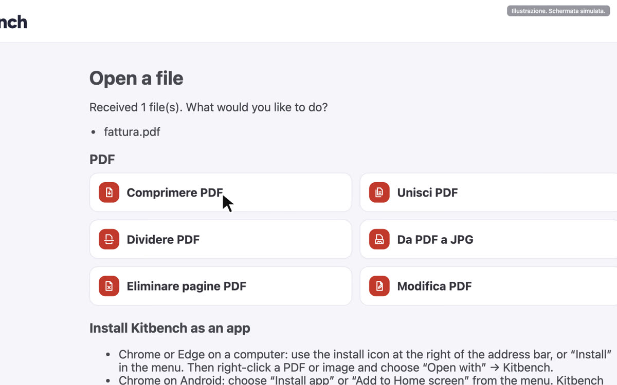 Scelta di uno strumento per il file inviato