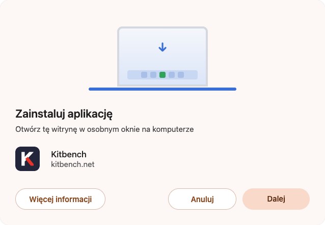 Okno instalacji aplikacji