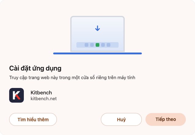 Hộp thoại cài đặt ứng dụng